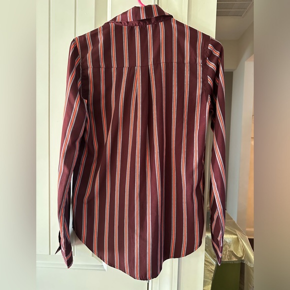 Abercrombie & Fitch Red & Grey Striped Long Sleeve ButtonUp Workwear Shirt Sz XS - Picture 2 of 4